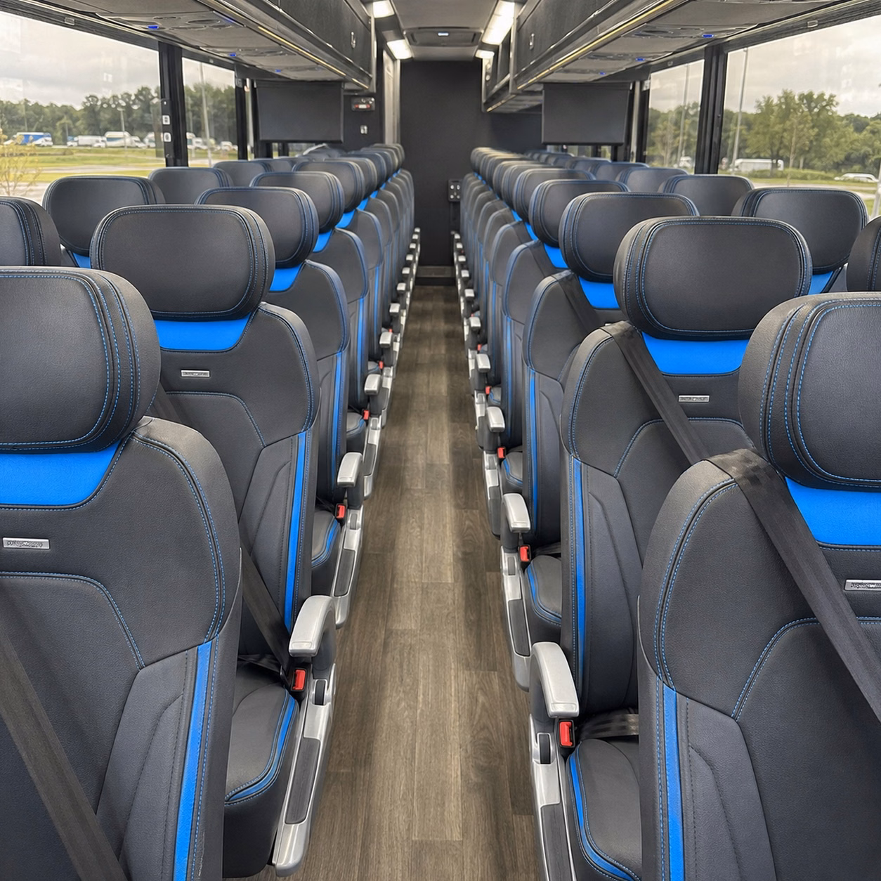 56 passenger charter bus inside
